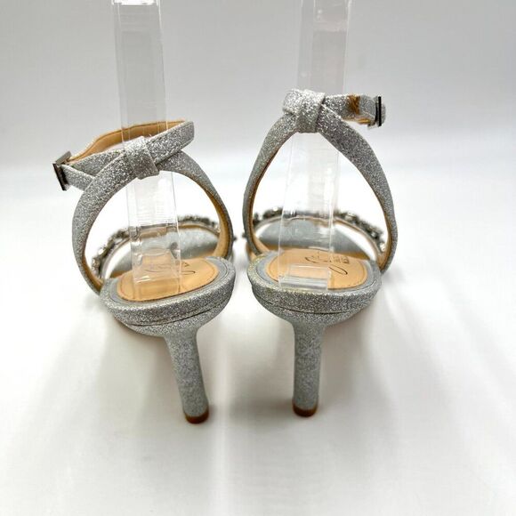 Jewel‎ Badgley Mischka Womens Size 6.5 Jeweled Silver Dress Sandals Heels Shoes - Picture 6 of 12